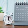 monthly calendar with clock