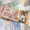 Paper Canadian currency of various denominations