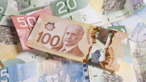Paper Canadian currency of various denominations